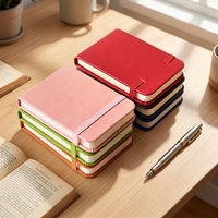 Carnet de poche A7 personnalisé avec logo, couverture rigide en cuir PU, journal portable coloré avec bande élastique pour fournitures de bureau et scolaires