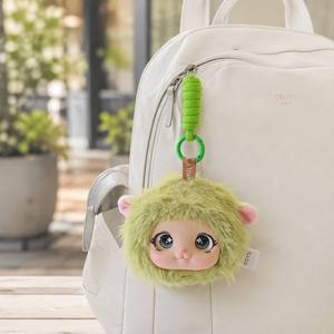 Mignon porte-clés en peluche visage de personnage, mini, doux, rembourré, Kawaii, <span class=keywords><strong>vert</strong></span>, avec clip pour la rentrée scolaire, cadeau pour étudiant, personnalisable OEM - Product Image 4