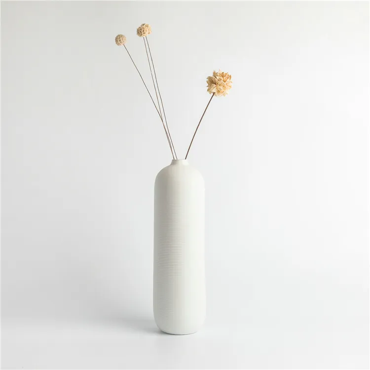 Florero Floral de cerámica, florero de diseño elegante, soporte de flores alto, jarrones minimalistas de porcelana para decoración del hogar