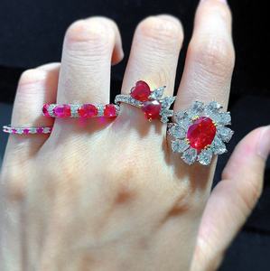 Anillo de Compromiso de Plata de Ley 925 Personalizado con Circonita Cúbica 8A en Forma de Corazón, Anillo de Promesa, Anillos de Boda para Mujer, Anillo de Rubí - Product Image 1