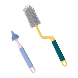 Brosse à biberon en silicone 2 en 1 avec ensemble de brosses à tétine Brosses de nettoyage de biberon à long manche pour les voyages - Product Image 6