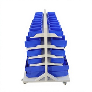 Armoire de rangement industrielle robuste multi-compartiments avec roulettes, capacité de charge 400 kg, pour boulons, écrous, vis, fixations, pièces de machines, atelier - Product Image 3