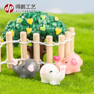 ดีพี มิเนียเจอร์เรซิ่นรูปช้างน่ารักรูปสัตว์การ์ตูนสำหรับตกแต่งโต๊ะบ้านรถตกแต่งสีฟ้าสีเทาสีขาว - Product Image 2