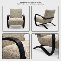 Fauteuil d'appoint en tissu tweed tissé, chaise longue moderne pour salon et coin lecture – Offre spéciale