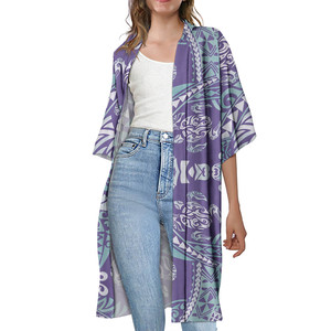 MOQ1 Women's Clothes Casual Shirt Tie Coat Polynesian Tribal Style Samoan Traditional Women's Dress Open Loose <strong>Beach</strong> <strong>Kimono</strong> Robe - Product Image 4