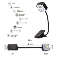 Lampe de bureau LED portable rechargeable à bras flexible, protection oculaire, avec pince de fixation pour livre, nouvelle collection, directement de l'usine, pour l'export.