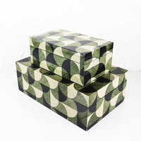 Boîte à bijoux en bois MDF Tuohuangniu, motif géométrique vert brillant, décoration pour la maison/le bureau/l'hôtel/l'appartement, présentoir de table