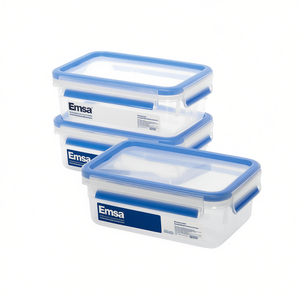 Emsa Food <b>Storage</b> <b>Container</b> 1l Clip Close Set Blue 3 Pack - Product Image 2