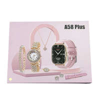 Montre connectée A58 Plus pour femme, or, combinaison unique, avec collier et bague en or, double bracelet, montre connectée pour femme