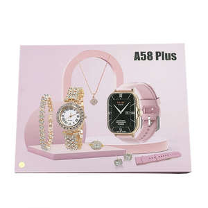 Montre connectée A58 Plus pour femme, or, combinaison unique, avec collier et bague en or, double bracelet, montre connectée pour femme - Product Image 2