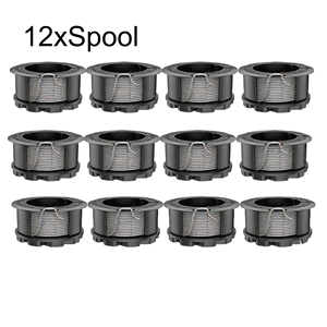 12xF016800570 Carrete de Hilo de Repuesto 6.1M/20FT 1.65mm con Tapa Negra para Recortadora de Césped Universal GrassCut 18-26, Piezas para Cortacésped - Product Image 1