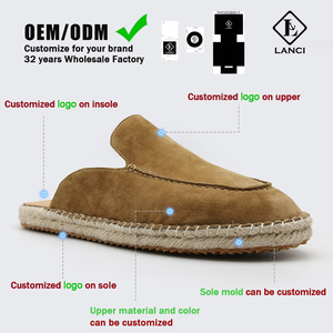 Fabricants de chaussures LANCI, chaussures de luxe sur mesure pour hommes, pantoufles en corde de jute tissée, daim, chaussures <span class=keywords><strong>mi</strong></span>-hautes faites à la main avec logo - Product Image 6