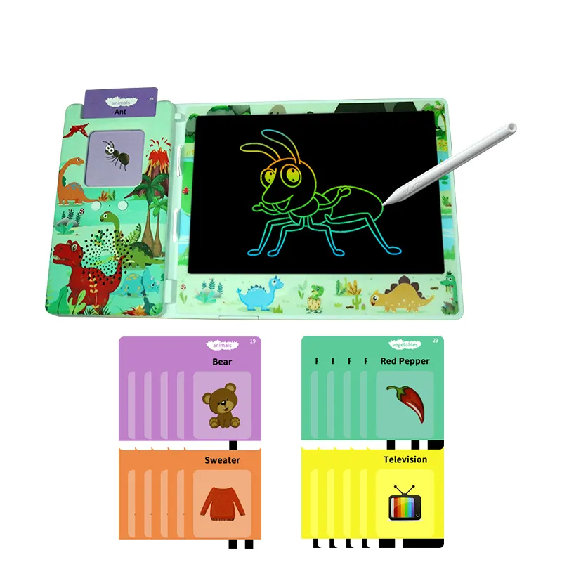 Mainan Edukasi Elektronik Interaktif Tablet Menulis LCD dengan Pembaca Kartu Tablet Menggambar Tulisan Tangan Hadiah Anak-anak