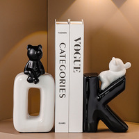 Serre-livres écologique en résine Art Déco, motif animaux mignons (ours, chat) – Idéal pour Pâques, cadeau pour enfants, décoration de salon et de maison