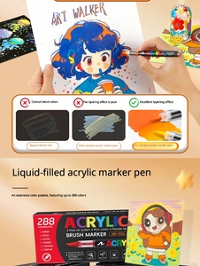Juego de <span class=keywords><strong>168</strong></span> Rotuladores de Pintura Acrílica a Base de Agua, Borrables, Punta de Pincel Suave, Multisuperficie, para Dibujo Artístico Profesional y Manualidades - Product Image 2