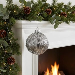 Boules <span class=keywords><strong>de</strong></span> Noël en verre argenté texturé <span class=keywords><strong>de</strong></span> luxe, ornements en feuille métallisée effet cristal <span class=keywords><strong>de</strong></span> glace, sphères suspendues pour sapin <span class=keywords><strong>de</strong></span> Noël avec <span class=keywords><strong>couronne</strong></span> - Product Image 3