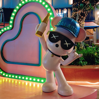 Escultura de Oso de Fibra de Vidrio Personalizada OEM, Estatua de Personaje de Dibujos Animados de Tamaño Real para Decoración de Eventos en Centros Comerciales y Parques Temáticos
