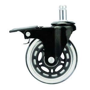 Vente chaude transparent <span class=keywords><strong>3</strong></span> pouces pu roulette pivotante <span class=keywords><strong>roues</strong></span> 75mm pivotant rouleau noir pour chaise de bureau - Product Image 2