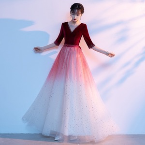 Robe de chœur rouge longue en velours doré antistatique pour femme, nouvelle collection 2025, idéale pour la récitation, les concours et les spectacles de <span class=keywords><strong>chant</strong></span> - Product Image 3