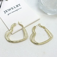 Anting Hoop Tembaga Minimalis Trendi 1PC Diskon Fashion Emas Perak Dua Warna Geometris Hati Kotak Perhiasan Harian Wanita