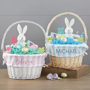 Pasqua cesto cesto di coniglietti di uova regali di Pasqua personalizzati per bambini cesto di pasqua in legno rosa chiaro con fodera