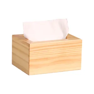 Kotak tisu kayu gaya ringkas dapat dicetak, kotak tisu kayu logo multifungsi, kotak kertas organizer rumah desktop