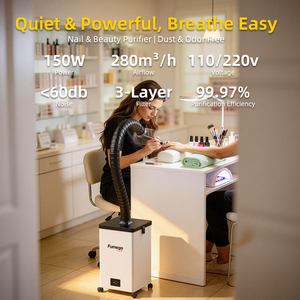 XF250 Mobile <strong>Smoke</strong> Absorber 280m&sup3;/h Fume Dust <strong>Extractor</strong> Activated Carbon Filter 99.99% Efficiency for Nail Salons Hair Salons - Product Image 2