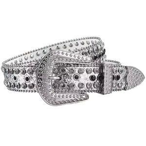 Cinturones de Lujo de Diseñador BB Simon con Diamantes Estilo Occidental para Hombre y Mujer con Hebilla de Cristal y Pedrería en Cuero Tachonado Accesorios Personalizados - Product Image 2