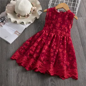 High Quality Girls Party Flower Dresses Cotton Dresses Frock Dresses For Kids Wearing With Lace