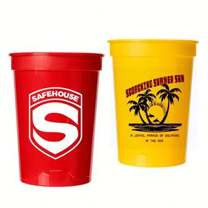 Gobelet de stade promotionnel personnalisé 16 oz en plastique incassable avec couvercle et paille, logo sur mesure, idéal pour les fêtes - Product Image 1