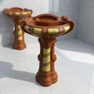 Lavabo sur pied carré en céramique pour salle de bain, centre commercial, villa, hôtel et projets commerciaux - Product Image 3
