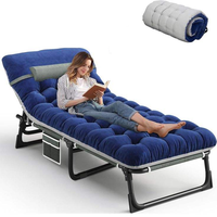 Colchón Plegable Acolchado para Camping con Almohada, Tumbona Reclinable Ajustable, Cama Plegable para Adultos, Precio al por Mayor