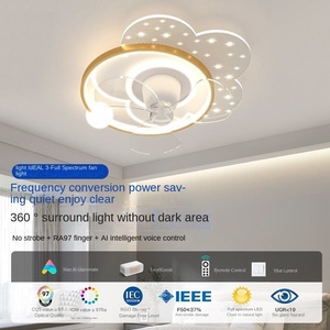 Moderno 360 grados ajustable blanco LED ventilador de techo luz diseño redondo con 3-5 aspas DC AC Motor cuerpo de vidrio - Product Image 5