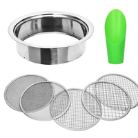 Ensemble de tamis de jardin en acier inoxydable à mailles interchangeables 1/3/5 mm avec mini pelle, outil de tamisage réutilisable pour le rempotage