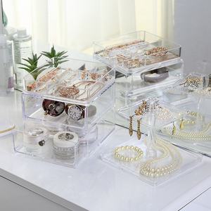 3pieces Desktop Dustproof <strong>Stackable</strong> Jewellery Organizer Earring Ring Necklace <strong>Display</strong> Tray Plastic Jewelry Storage <strong>Box</strong> - Product Image 2