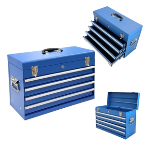 21" Heavy-Duty Steel Industrial Modern Portable <b>Lockable</b> 4-<b>Drawer</b> Tool Cabinet with EVA Liners for Workshop Garage Farmhouse - Product Image 1