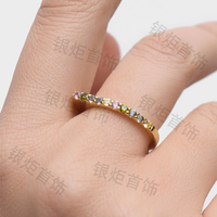 Bague empilable tendance en argent sterling 925 rhodié avec pierre CZ arc-en-ciel de haute qualité LOZRUNVE