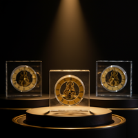 Nouvelle conception personnalisée, horloge de table mécanique en cristal gravée au laser 3D, écologique, avec un thème d'amour