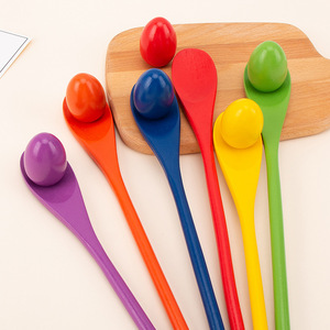 Jeu d'équilibre HOYE CRAFT avec cuillères en bois et œufs, jeu de <span class=keywords><strong>course</strong></span>, jouet d'entraînement à l'équilibre - Product Image 2