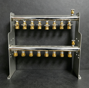 Colector de Agua Caliente de Latón Compuesto GHTECH GHNOR-8p de 8 Vías para Calefacción por Suelo Radiante Hidrónico 556x135x625mm - Product Image 1