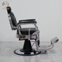 Fauteuil de Coiffure Hydraulique en Noir et Or Style Antique, Chaise de Barbier avec Base Pivotante en Cuir Capitonnée et Hauteur Réglable – Idéal pour Spa