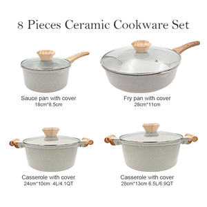 Juego de Batería de Cocina de <span class=keywords><strong>Granito</strong></span> por Inducción SANLANG de 8 Piezas, <span class=keywords><strong>Ollas</strong></span> y Sartenes Antiadherentes de Aluminio Fundido a Presión, Juego de Utensilios de Cocina Personalizados - Product Image 6