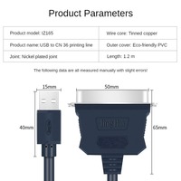 Cable de Impresora USB 2.0 a CN36 Centronics de Alta Calidad con PVC Ecológico de 1.2m de Longitud para Teléfono Móvil