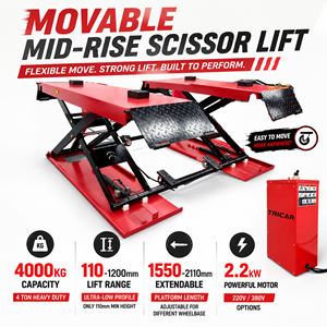 Sollevatore per <span class=keywords><strong>Auto</strong></span> Ultra Sottile da 1,2 m Certificato CE Di Grande Successo Ponte a Forbice a Posizione Centrale 4000 kg con Azionamento Idraulico a Sblocco - Product Image 1