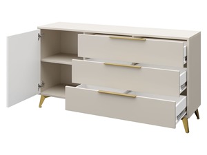 Ensemble de meubles de salon en bois beige moderne certifié FSC sur mesure OEM pour la maison avec pieds en métal doré - Product Image 3