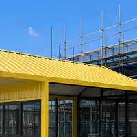 Maison conteneur préfabriquée jaune, mini-maison modulaire à toit en pente, conforme IBC, studio véranda pour ADU de jardin