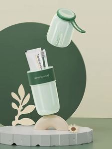 Portable Plastic Toothbrush <b>Toothpaste</b> Storage Box Case With Mouthwash Cup <b>Holder</b>, Ideal for Home & Travel Use Custom Logo - Product Image 4