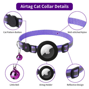 Collar Protector Ecológico para Perros Pequeños 2024, Cierre <span class=keywords><strong>de</strong></span> Hebilla <span class=keywords><strong>de</strong></span> Poliéster Sólido, Antipérdida, con Función <span class=keywords><strong>de</strong></span> Localización <span class=keywords><strong>Airtag</strong></span> - Product Image 3