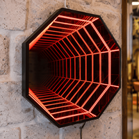 Enseigne néon miroir infini intérieur/extérieur, boîte lumineuse personnalisée en aluminium avec bande LED pour la décoration de maison, voiture, bar, hôtel, vitrine