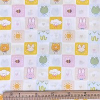 Tissu en coton tissé imprimé à carreaux avec motifs d'animaux de dessin animé pour robes - Vente en gros